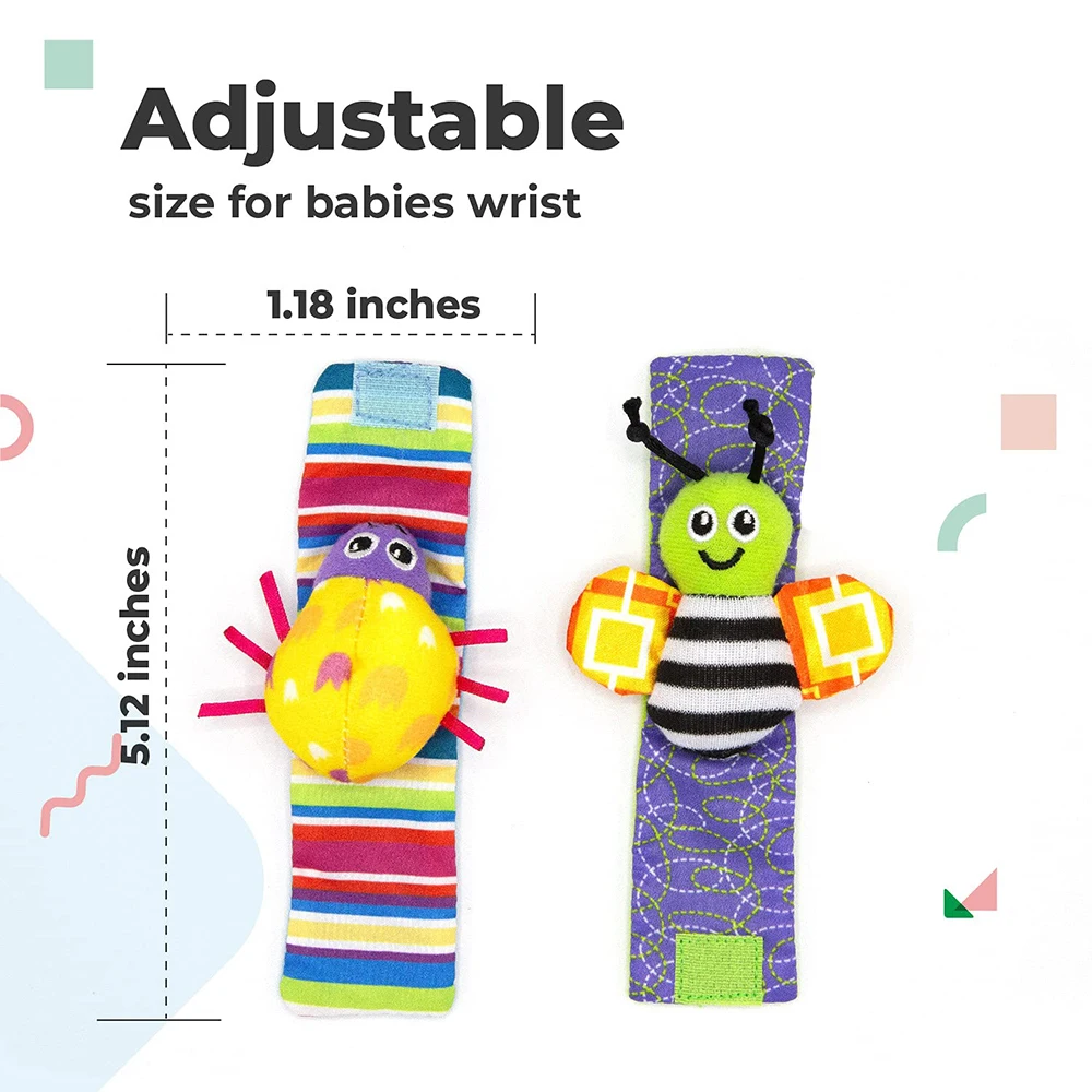 Foot Socks Wrist Rattles Set Newborn Toys Baby Boy Girl Brain Development Infant Toys Hand and Foot Rattles Suitable Babies - Bilde 2