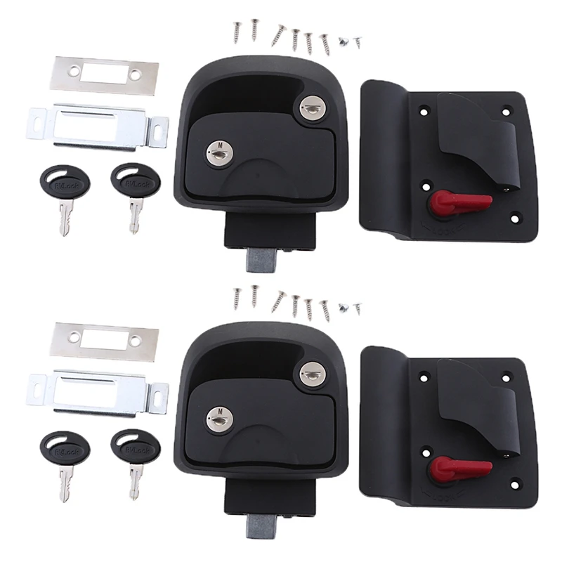 

2X RV Entry Door Lock Push-Type Door Locks R3 Mechanical Door Lock For Camper RV Caravan Boat Motorhome Accessories