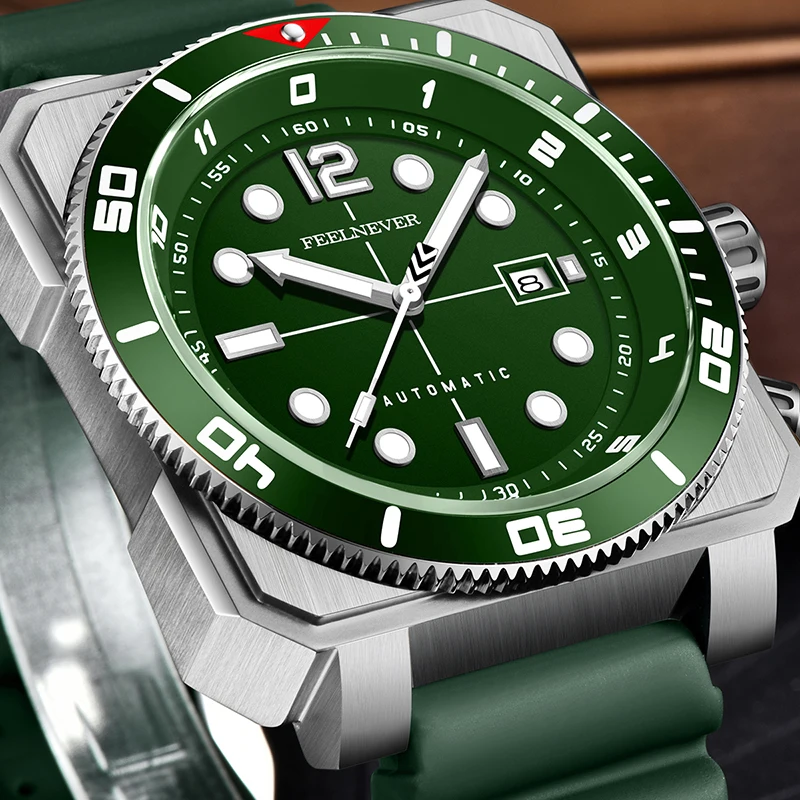 FEELNEVER Men Watch Fashion Sports Automatic Mechanical Watches For Men 316L Stainless Steel Sapphire Waterproof Man Wristwatch