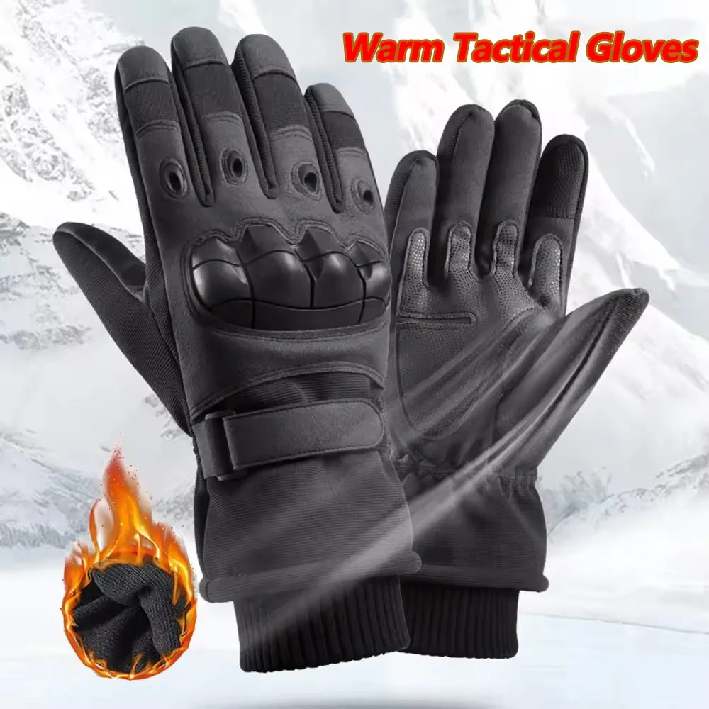 Gants de moto thermiques chauds d'hiver pour hommes, doigt complet, Compatible avec écran tactile, protection de Combat militaire tactique