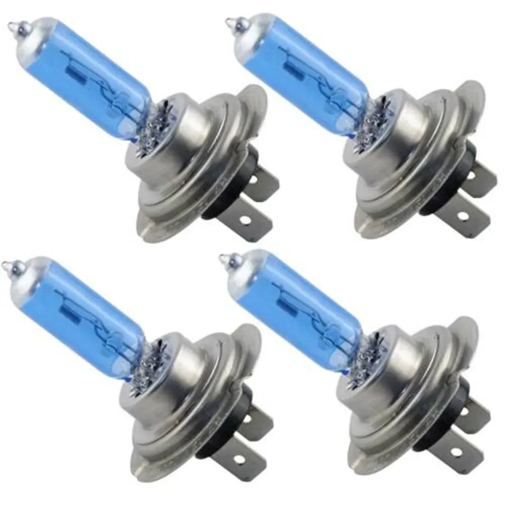 자동차 헤드라이트 전구, 흰색 할로겐 램프, 슈퍼 브라이트 할로겐, H7 헤드라이트 전구, 12V, 24 VH7, 100W, 6000K, 4 개