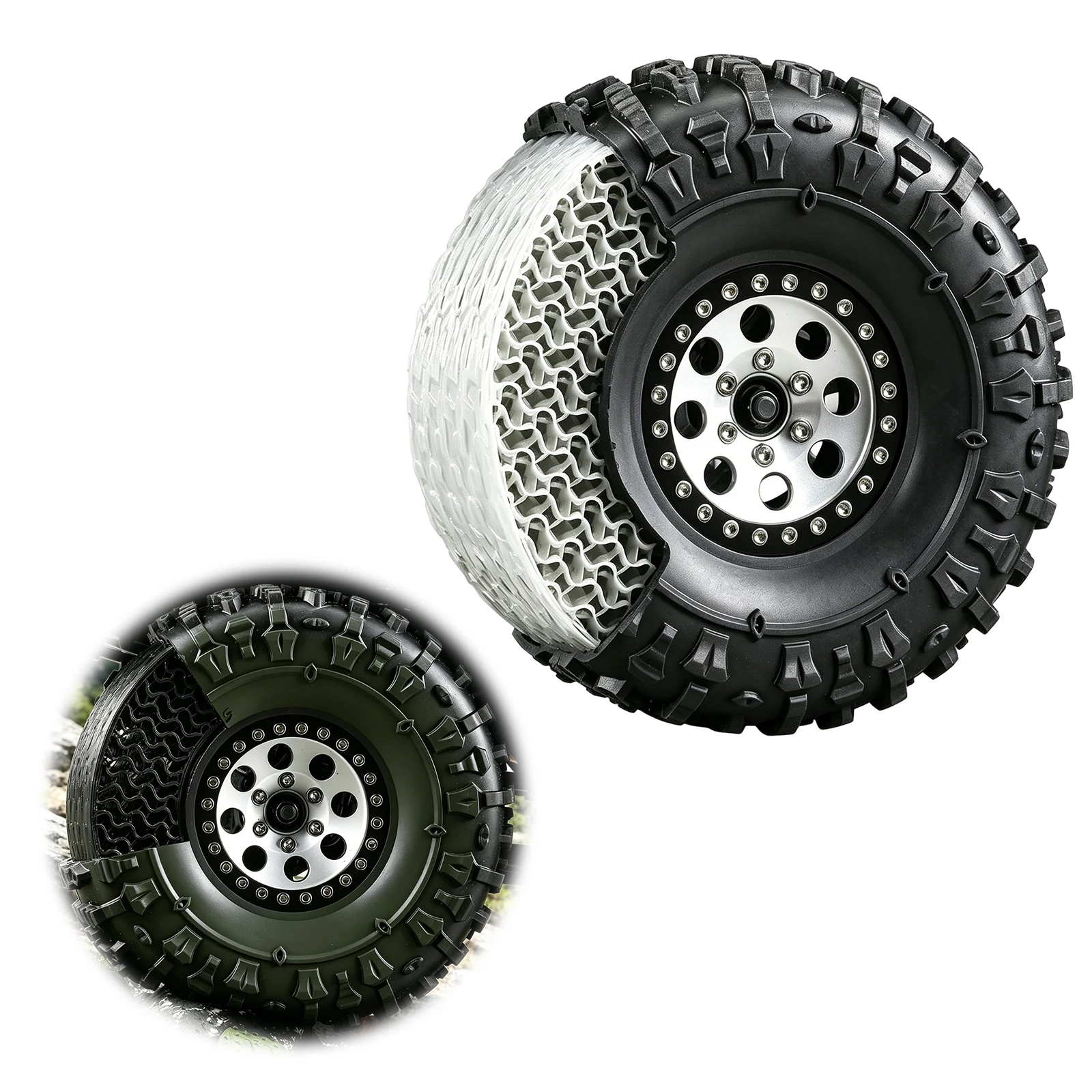 4Pcs 1.9인치 3D 프린팅 TPU 타이어 필러 경량 RC 크롤러 폼 인서트 118-122mm 휠용 충격 흡수 타이어 인서트