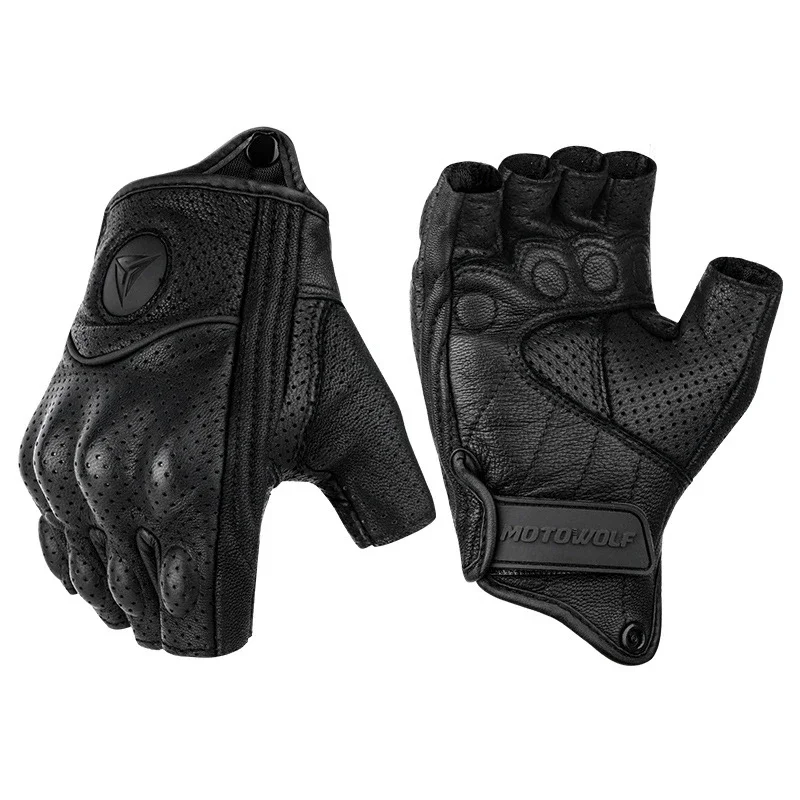 

Мотоциклетные перчатки Guantes, удобные кожаные дышащие перчатки с открытыми пальцами для езды по пересеченной местности