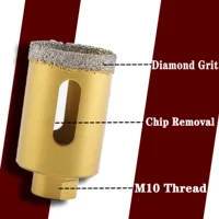 M10 tige de filetage 6-68mm scie cloche pour carrelage de marbre brasé sous vide diamant foret pour granit porcelaine brique foret outil 4