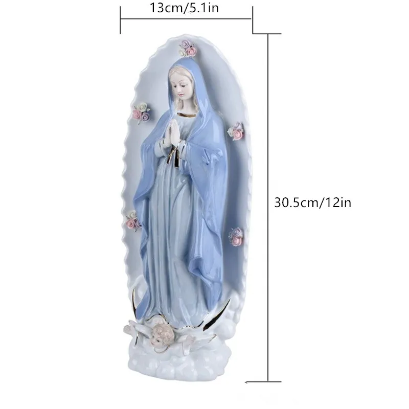 Fine Porcelain Virgin Mary Statue Our Lady of Guadalupe Virgin Mary Figurine Hand-Painted Figure Christian Statue