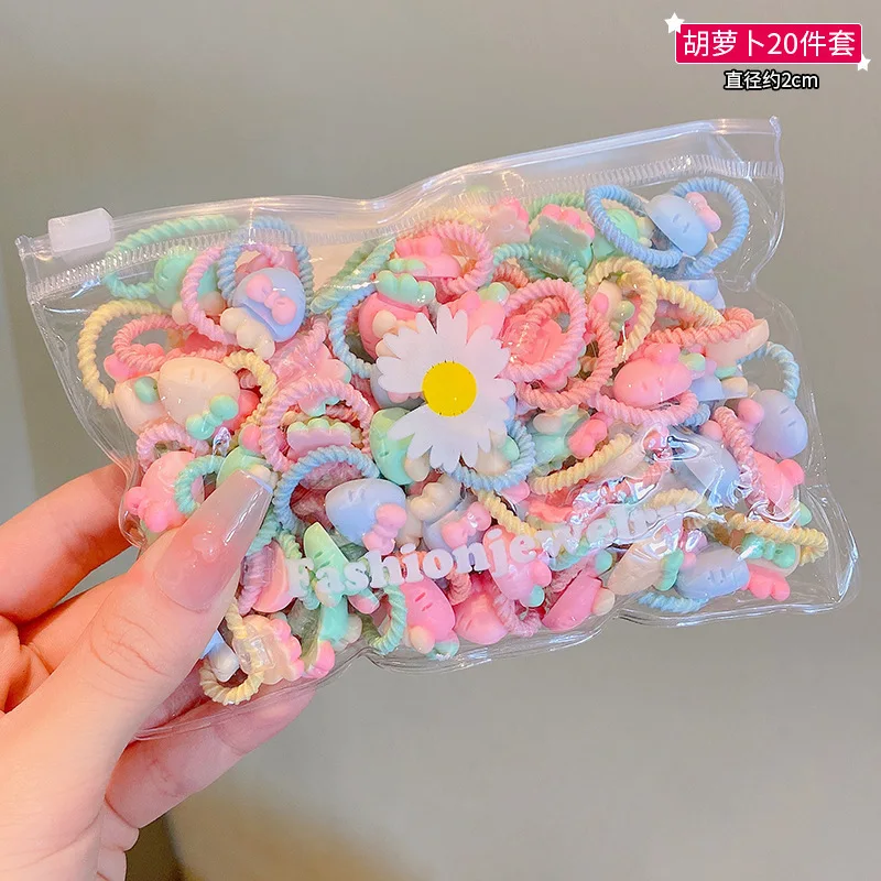 20/10 Pcs Cute Children's Cartoon Fruit Girl Hair Circles Cartoon Animal Rubber Band Hair Accessories Baby No Harm Hair Rope