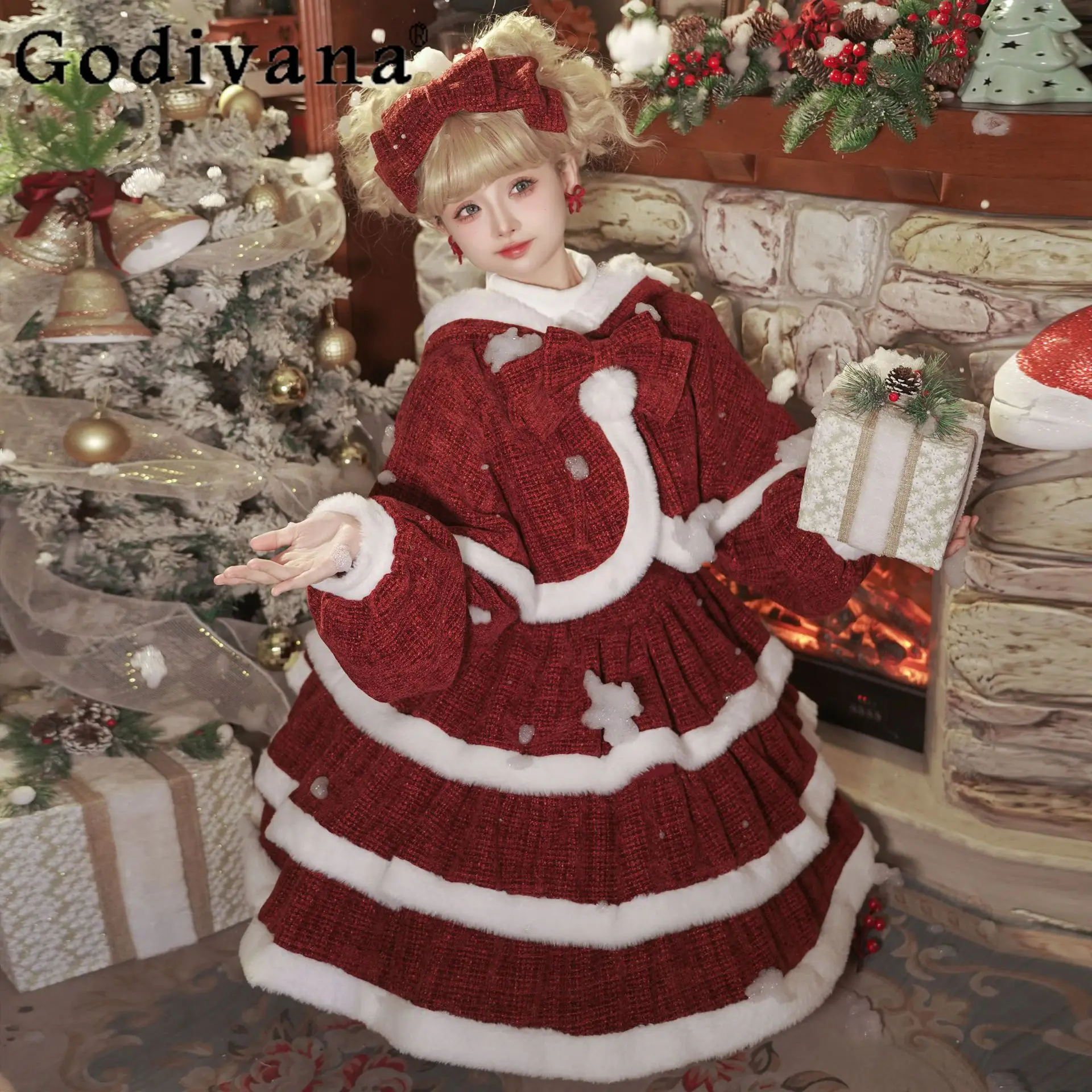 Christmas Burgundy Lolita Party Dress Set Women's Cute Sweet Kawaii Girly Suspender Dress and Cape Two-piece Set Womens Outifits - AliExpress 200000345 Christmas Burgundy Lolita Party Dress Set Women's Cute Sweet Kawaii Girly Suspender Dress and Cape Two-piece Set Womens Outifits - AliExpress 200000345