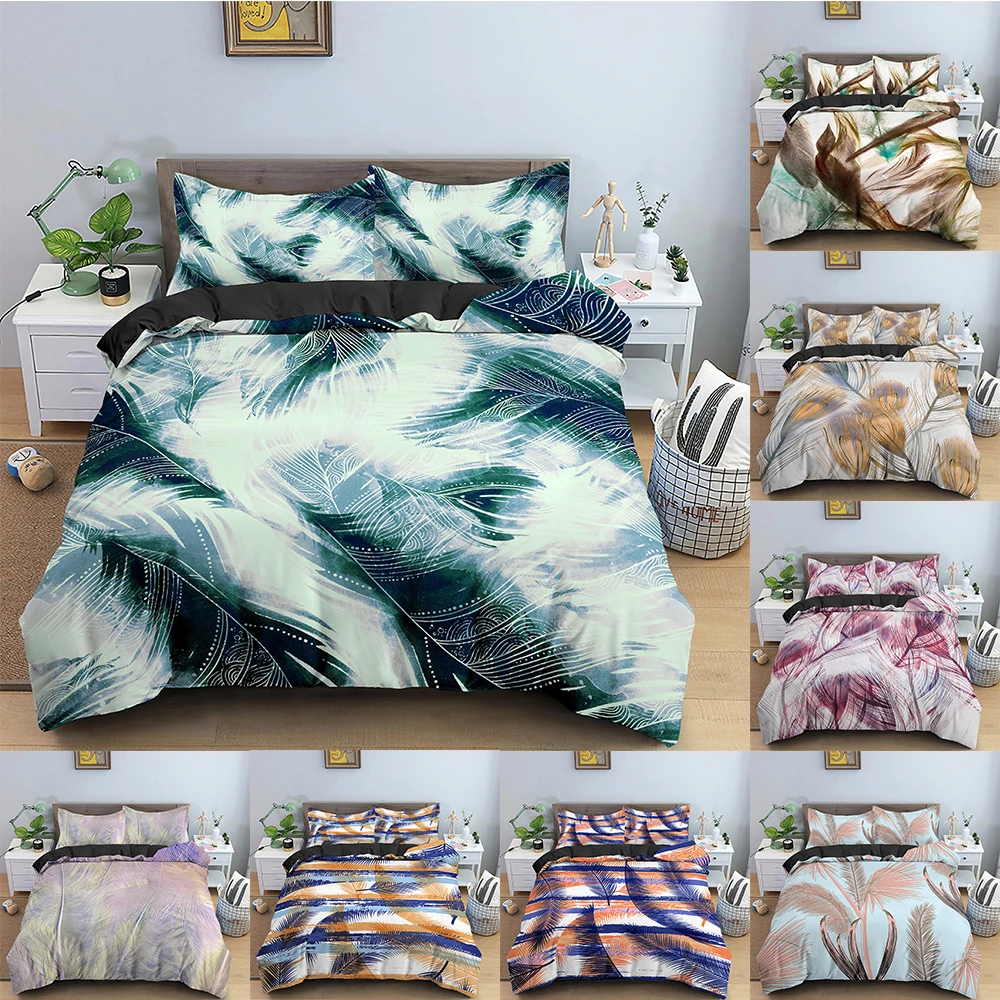 

Feathers Pattern Bedding Set Duvet Cover Comforter Covers For Bedroom Twin King ​Size Soft Quilt Cover With Pillowcase 2/3 PCS
