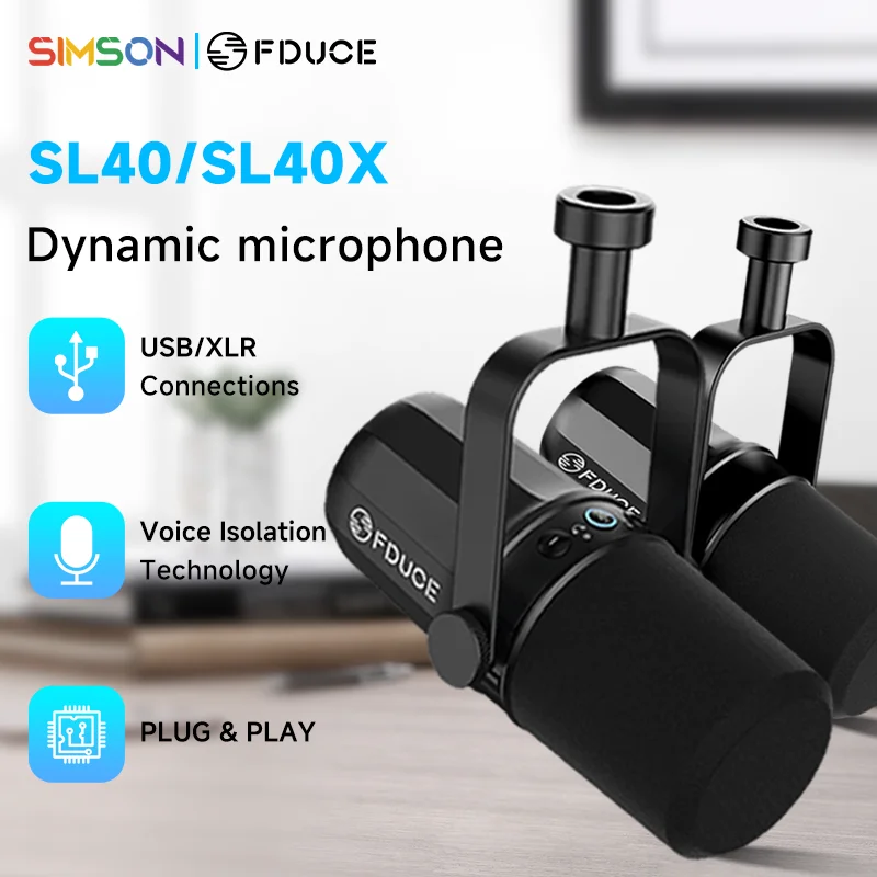 USB/XLR Dynamic Microphone FDUCE SL40X/SL40 With Built-in Headset Output & Sound Insulation