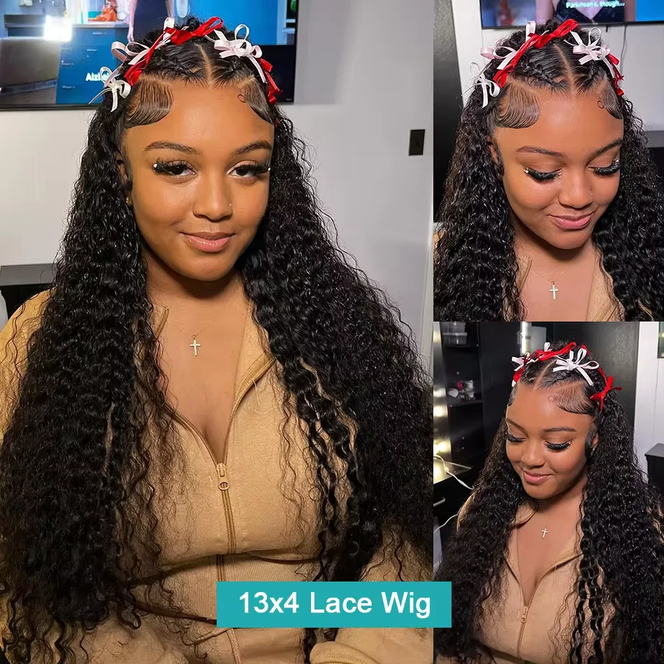 250 % 13X6 HD Lace Frontal Wig Deep Wave Transparent 13X4 Lace Front Wig Brazilia Curly Front Human Hair for Women lace front wigs