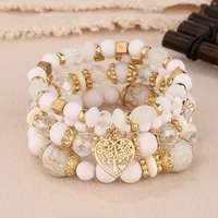 New Acrylic Beads Chain Bracelet Set For Women Tree Of Life Charm Elastic Bangle Female Bohemian Jewelry Accessories 2