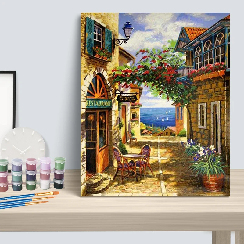 CHENISTORY Oil Paint By Numbers Adults Landscape On Canvas For