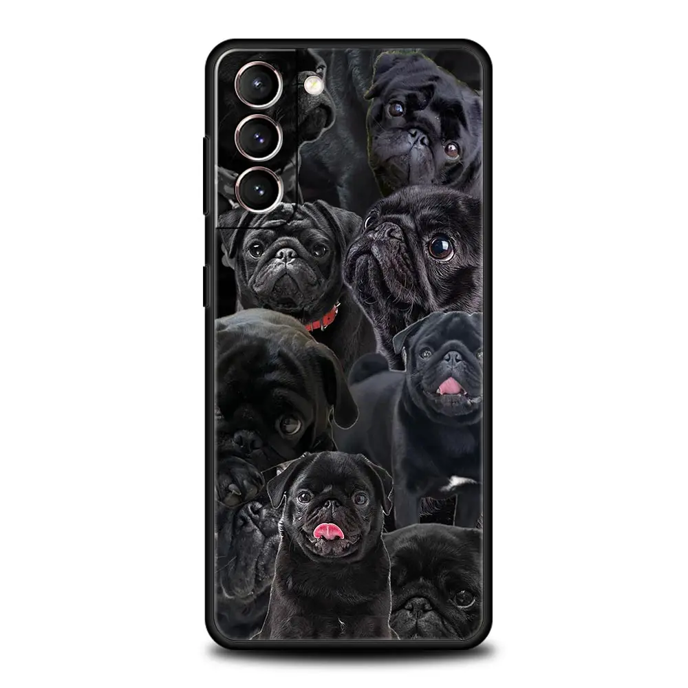 Charming Black Pug Close-Up Soft TPU Phone Case