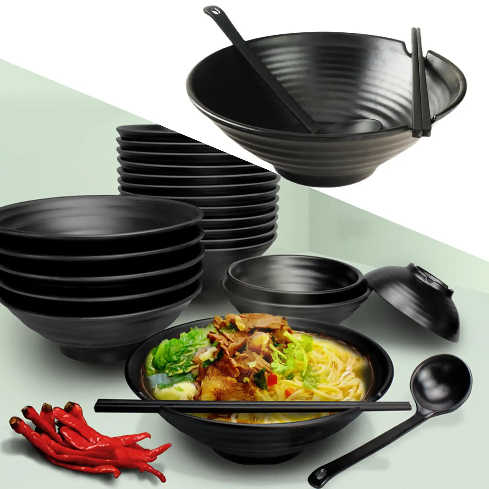 1 Set(4 PCS) Ceramic Japanese Ramen Bowls for Soup, Noodle, Pho, Udon and  Soba, with Matching Spoons, Chopsticks and Racks