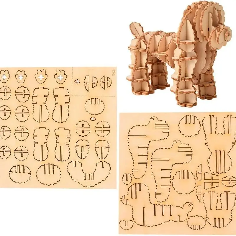 Children 3D Wooden Puzzle Simulation Animal Assembly Skeleton Model Toy for Kids DIY Hands Craft Wood Puzzle Games Building Kit