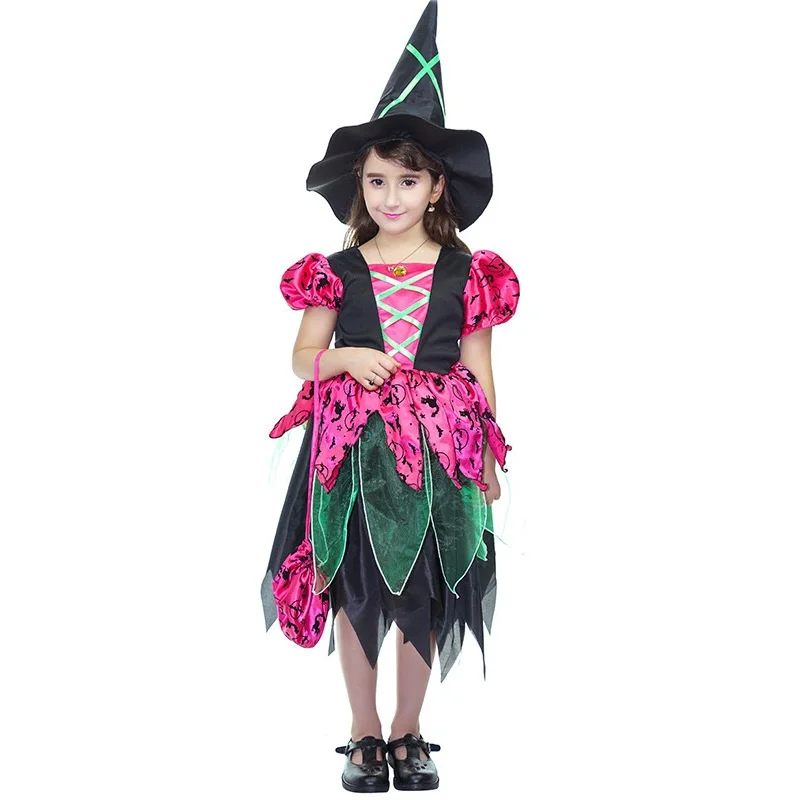 

Лидер продаж, красивый костюм ведьмы для косплея, Цветочное платье ведьмы, Хэллоуин, Детский костюм с аксессуарами