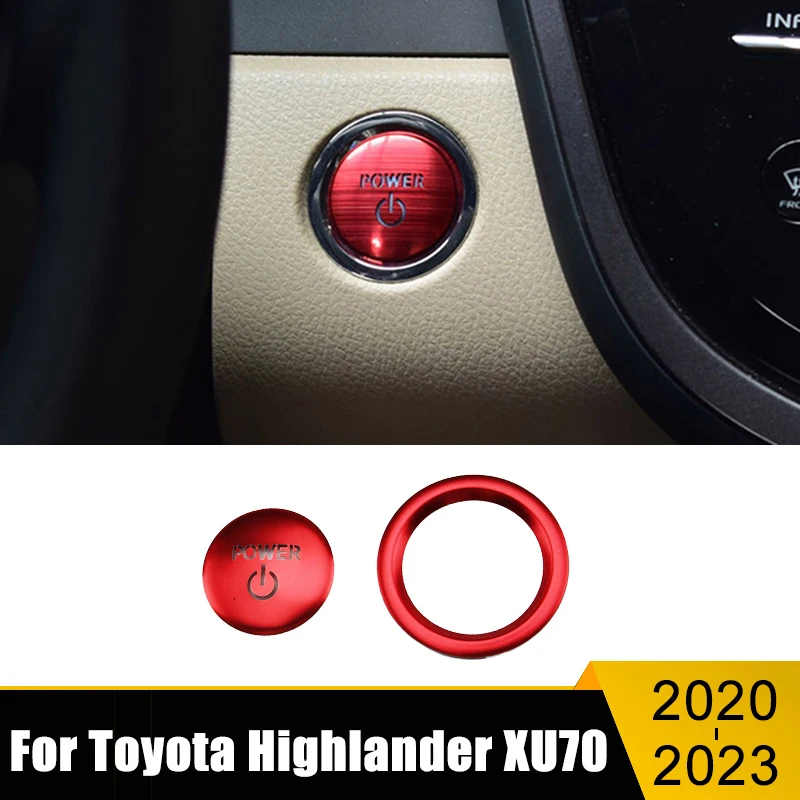 

Car Engine Button Sticker One-Click Start Ring Trims Case Ignition Switch Cover For Toyota Highlander Kluger XU70 2020-2022 2023