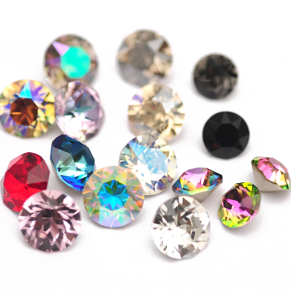 10PCS Bunte DIY Zubehör Strass 5A Runde Schmuck, Der Glas Perlen Pointback Kleber Auf Nail art Dekorationen Steine – Detail 5