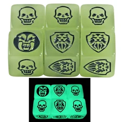 Opaque Color D6 Game Dice Set - 6 Pieces for Board and Table Games (Glowing In The Dark)