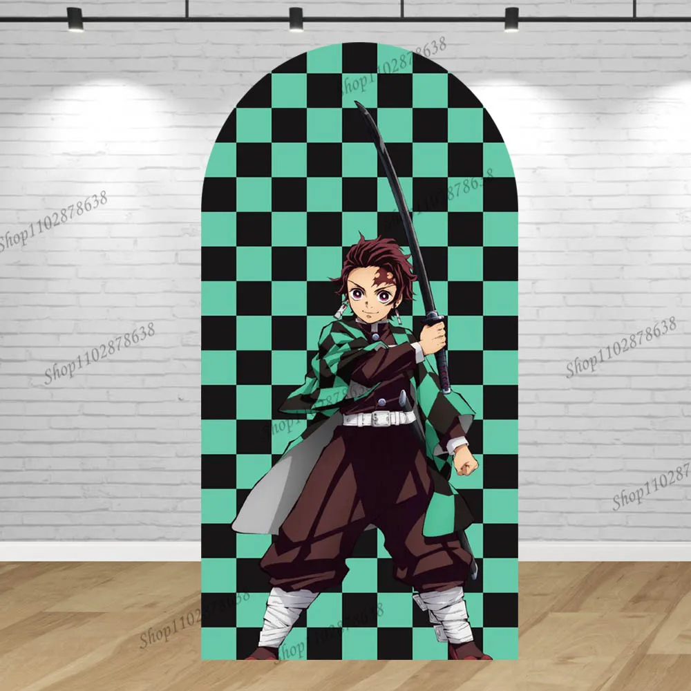 thumbnail image 1 of Arco de Demon Slayers, telón de fondo para fiesta de cumpleaños de niño, decoración de pared, pancarta de poliéster para baby shower de Kamado Tanjirou, 1 of 5