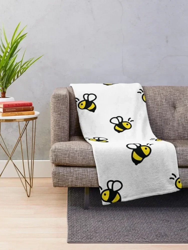 심플한 꿀벌 패턴 던지기 담요, 부드러운 침대, 푹신하고 부드러운 격자 무늬 담요