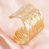 1Pc No Fade Textured Cuff Adjustable Aesthetic Bracelet For Women Stainless Steel Minimalist Hip Hop Wide Open Bangle Jewelry 1