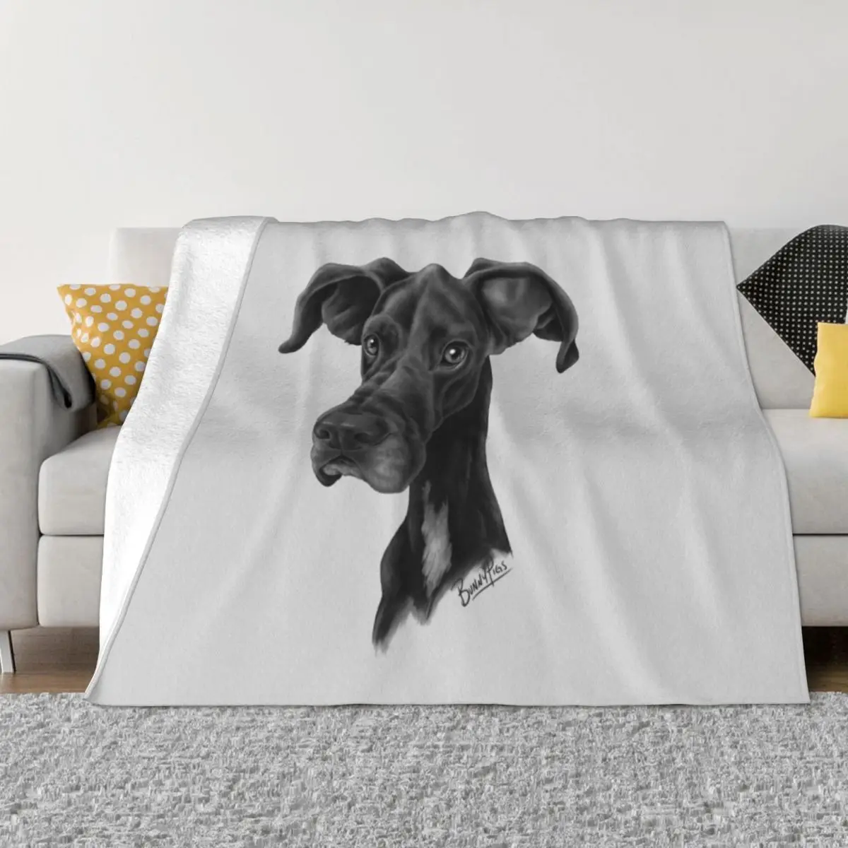 

Midnight the Dane Throw Blanket Softest Giant Sofa Blankets