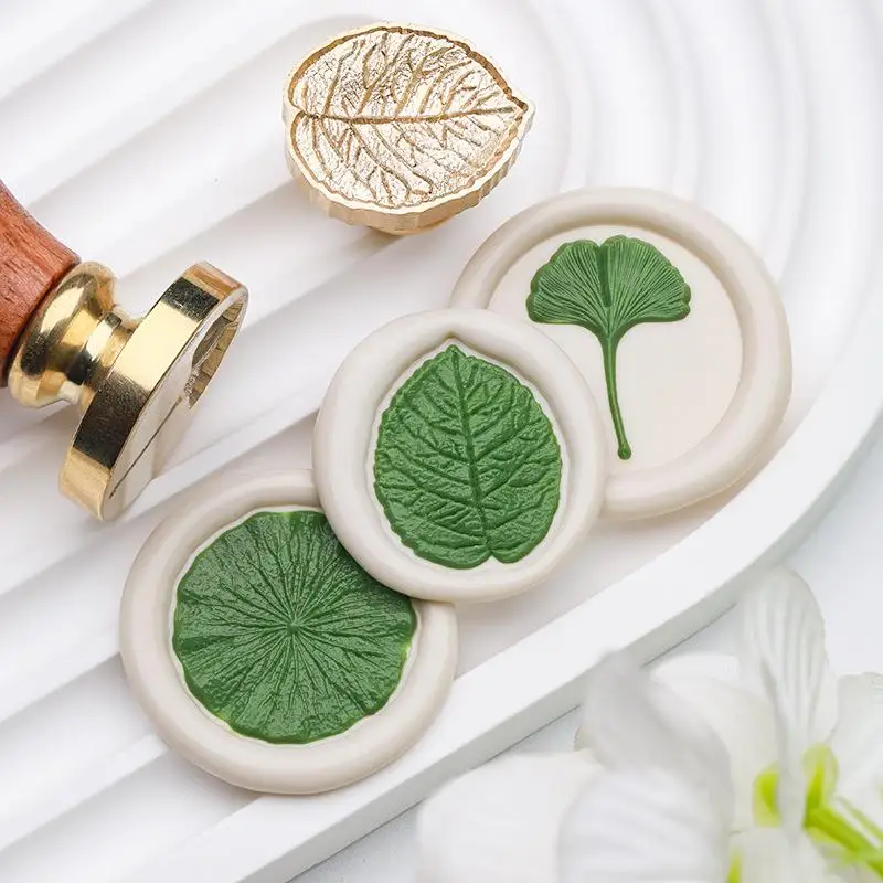 Leaf Texture Series Wax Seal Stamp Irregular Shape Brass Relief Stamp Head for Scrapbook Envelopes Invitations Gift Cards Decor
