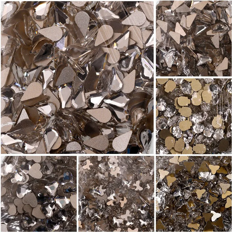 VDD P501-P540 유리 크리스탈 라인석 플랫백 스트라스 모양 글리터 스톤, 네일 아트용 DIY 공예 장식, 1440 개 도매