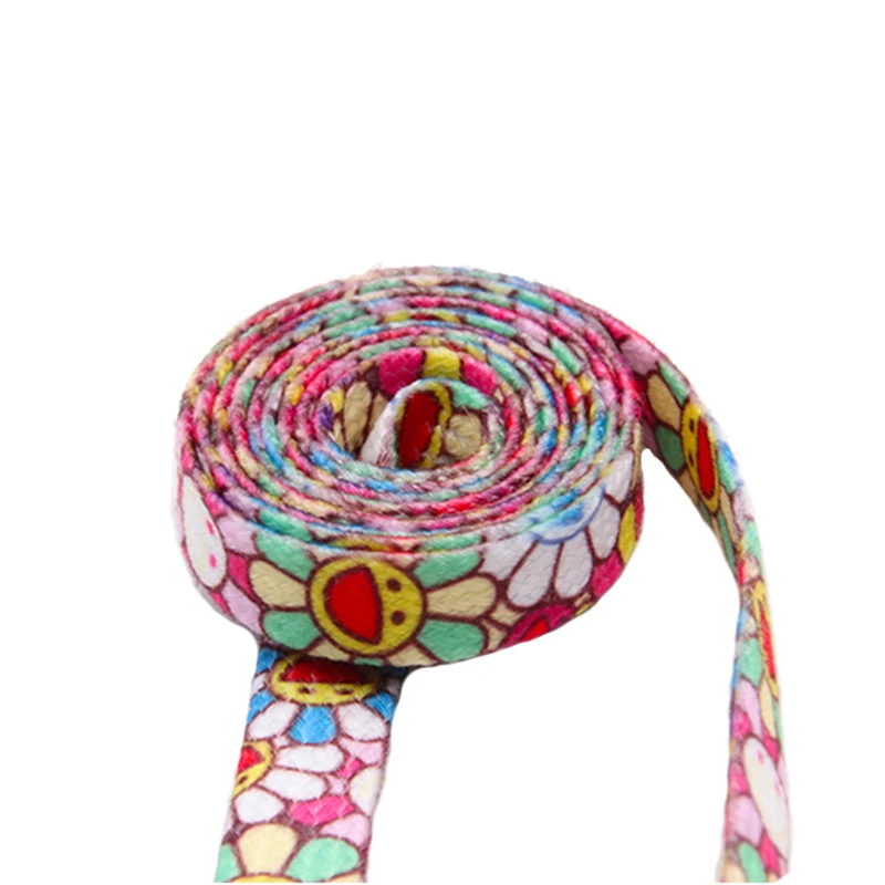 Coolstring 30Pairs/lot Sun Flowers Laces Heat Transfer Colorfule Tapes Classical Fashion Flat Ropes High Quality Cord Wholesale