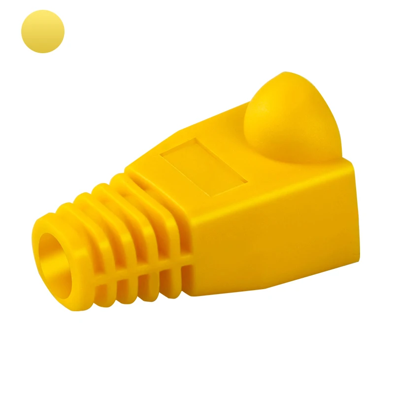 YIOVVOM Lot De 100 Connecteurs De Câble Ethernet RJ45 En Plastique Souple, Gaine Anti-tension, Bottes Ethernet CAT5, CAT5E, CAT6, CAT6E, Jaune