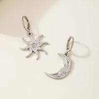 Bohemian Gold Color Sun Moon Dangle Earrings For Women Fashion Creative Metal Asymmetrical Abstract Star Earings Jewelry - Image 6