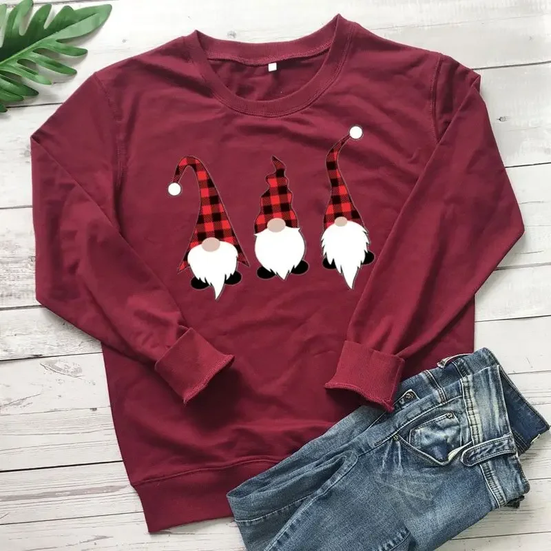Christmas Sweatshirt, Unisex Harajuku Print Sweatshirt Women Warm Women Sweatshirts Lady Fashion Streetwear y2k 100%cotton top