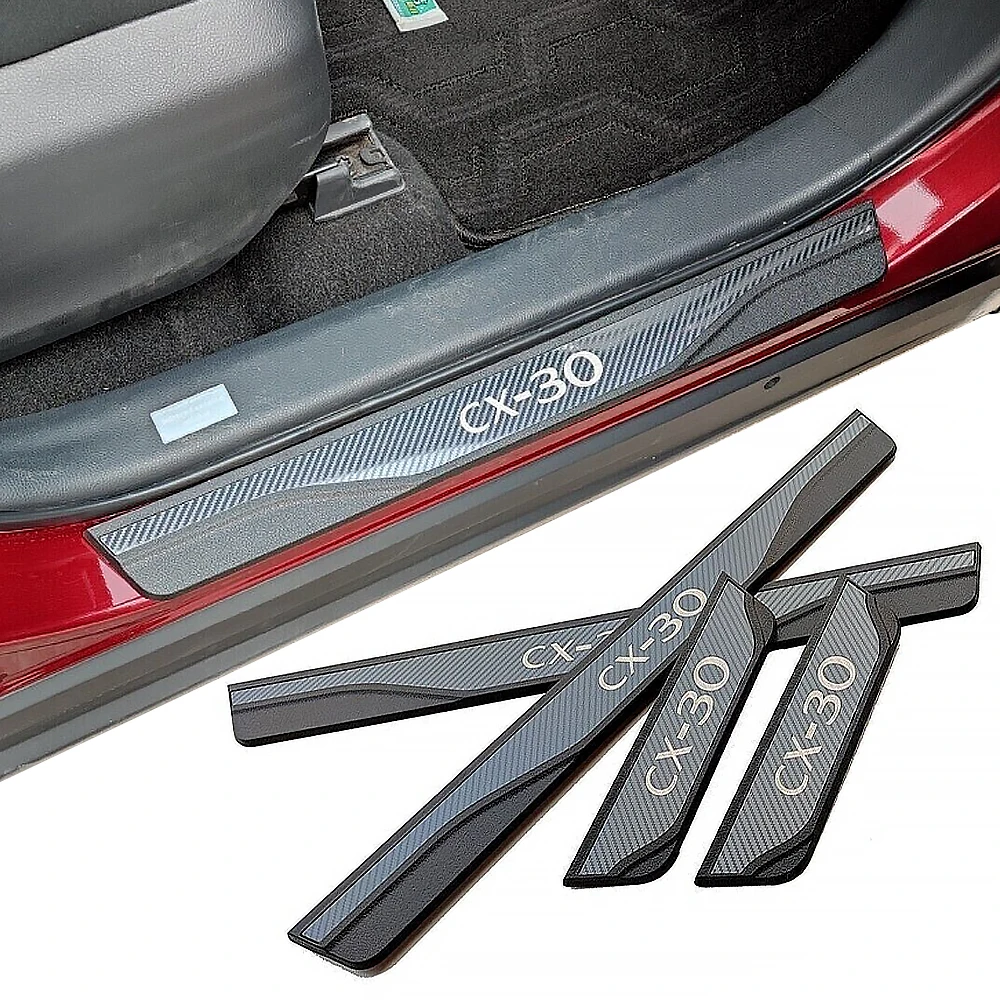 

Car Door Sill Threshold Pedal Cover Trim For Mazda CX-30 CX30 2024 Protector Scuff Plate Guards Interior Accessories Stickers