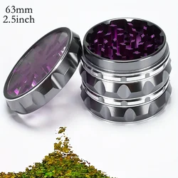 Compact Hand Crank Aluminum Grinder with Clear Top, Black and Green - Perfect Gift (Silvery)