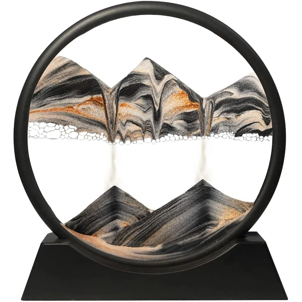

Moving Sand Art Picture Sandscapes in Motion Round Glass 3D Deep Sea Sand Art for Adult Kid Large Desktop Art Toys