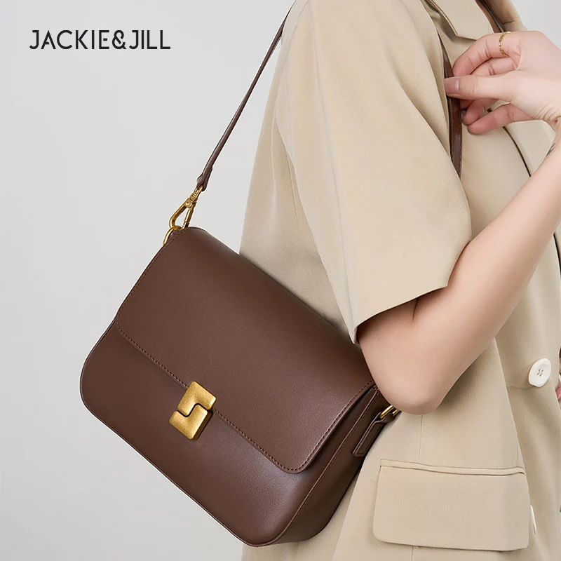 

Jackie&Jill Genuine Leather Women'S Bag New Crossbody Shoulder Ladies Commuter Shoulder Tofu Bag Small Square Bag Cowhide Bag