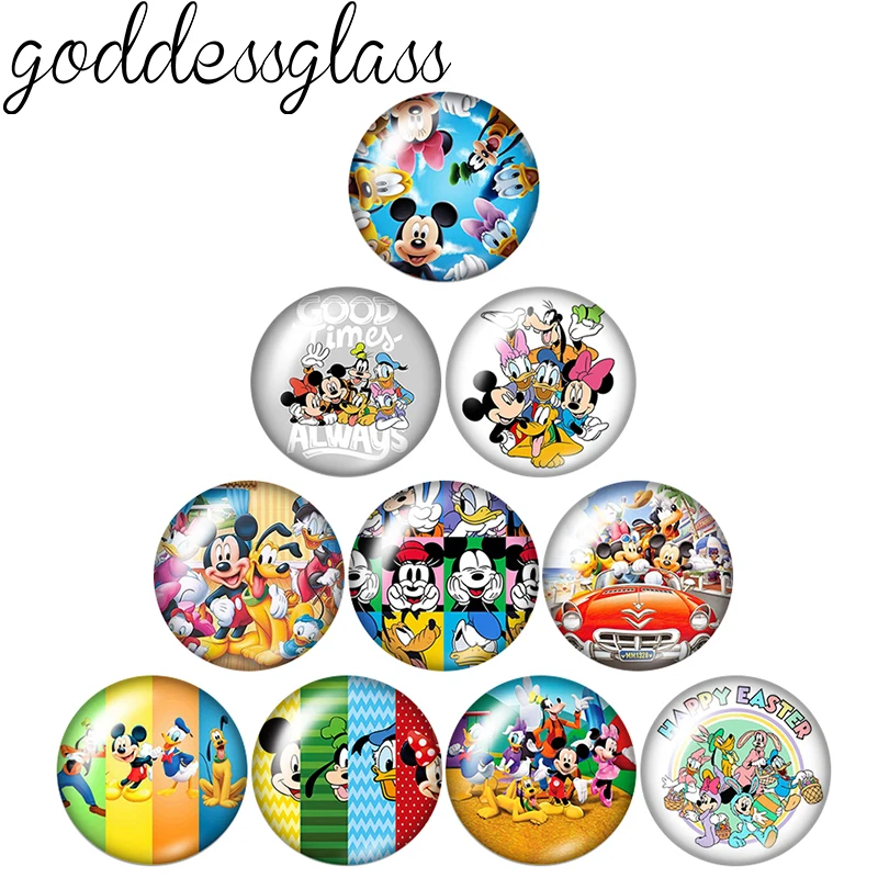 Leather Bracelet Silicone Bracelet Fashion Bracelet Stainless Steel Bracelet Tyvek Bracelet Disney Mickey and Friends Donald Daisy 12mm/18mm/20mm/25mm Round photo glass cabochon flat back Making findings for bracelets