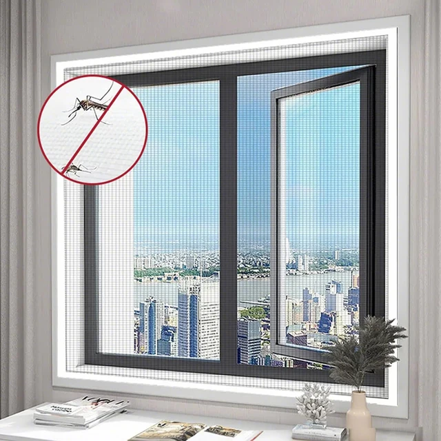 Écran de fenêtre anti-moustiques, moustiquaire auto-adhésive pour porte d'été anti-insectes pour fenêtres 3