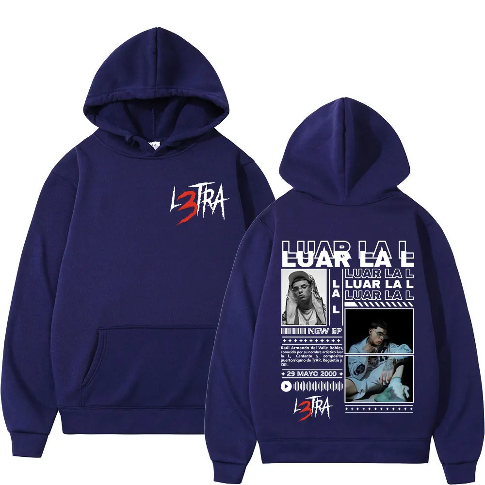 Rapper Luar La L Music Album L3TRA Hoodie Men's Clothing Hip Hop Hooded Sweatshirts Fashion Casual Oversized Pullover Streetwear 2
