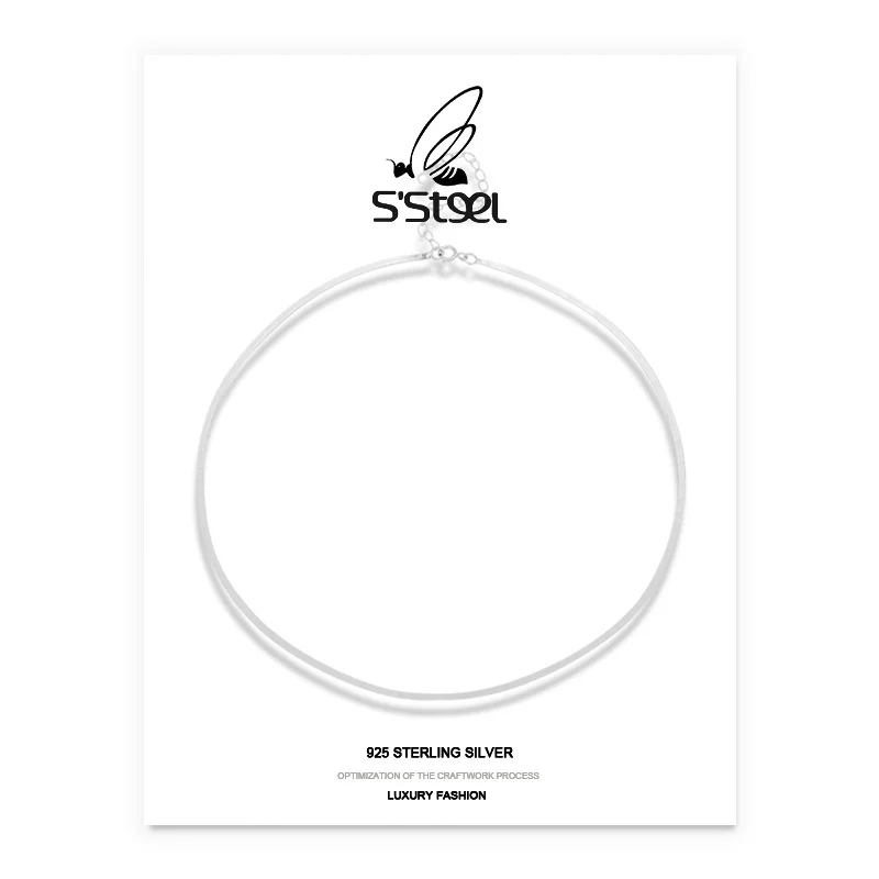 

S'STEEL Minimalist Necklcaes 925 Sterling Silver Gift For Women Snake Bone Chain Short Necklace Collares De Plata Fine Jewelry