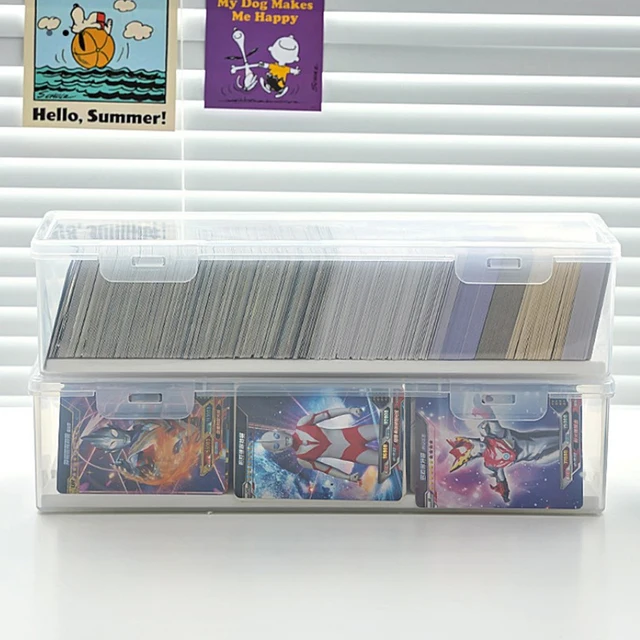 Boîte de rangement compartimentée en plastique transparent, peut contenir plus de 550 cartes de jeu, boîte de rangement avec séparateur réglable pour cartes PTCG/MTG 2