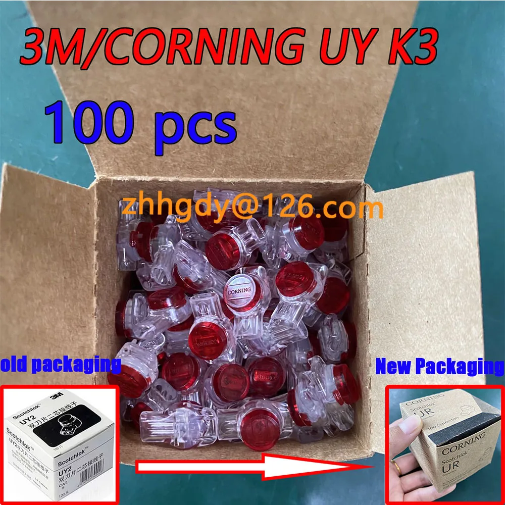 3M/CORNING UY K3 Three-wire Multiplexed Three-core Fast Connect Wiring Telephone Network Cable Crimping Quick Connector 100 PCS pipe sewer drain camera connection cable replace connect wire 1 5m 3m pipe camera video connection cable 4 core 4pin