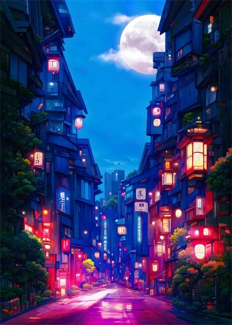 thumbnail image 1 of Pósteres e impresiones en lienzo de arquitectura de Sakura con paisajes callejeros japoneses, pinturas de arte mural para decoración del hogar y sala de estar moderna, 1 of 5