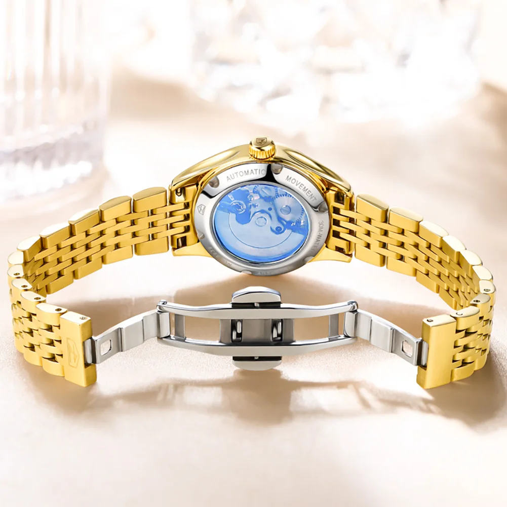 JSDUN 8939 Woman Automatic Watch Luxury Deep Waterpoof Date Mechanical Watch For Women Original Classic Ladies Dress Wristwatch