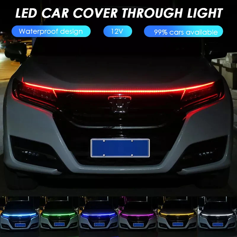 Car Hood Daytime Running Light Strip Waterproof Flexible Led Auto