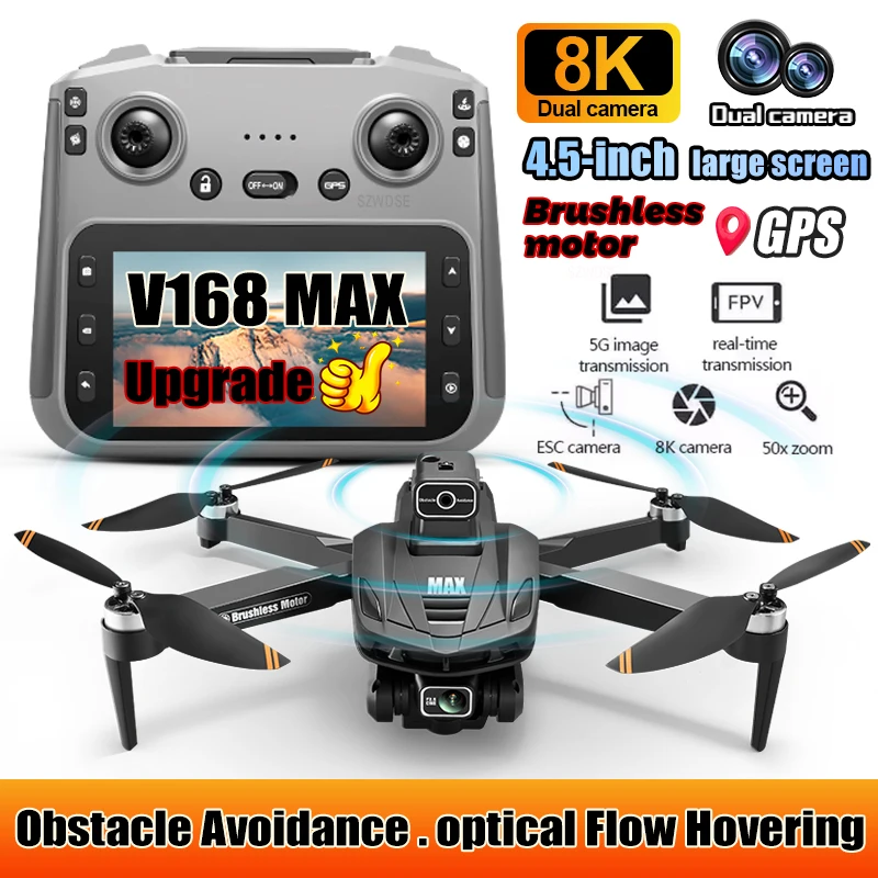 Original V168 MAX GPS Drone 8K 5G GPS Professional HD Aerial Photography Dual-Camera Omnidirectional Obstacle Avoidance Drone