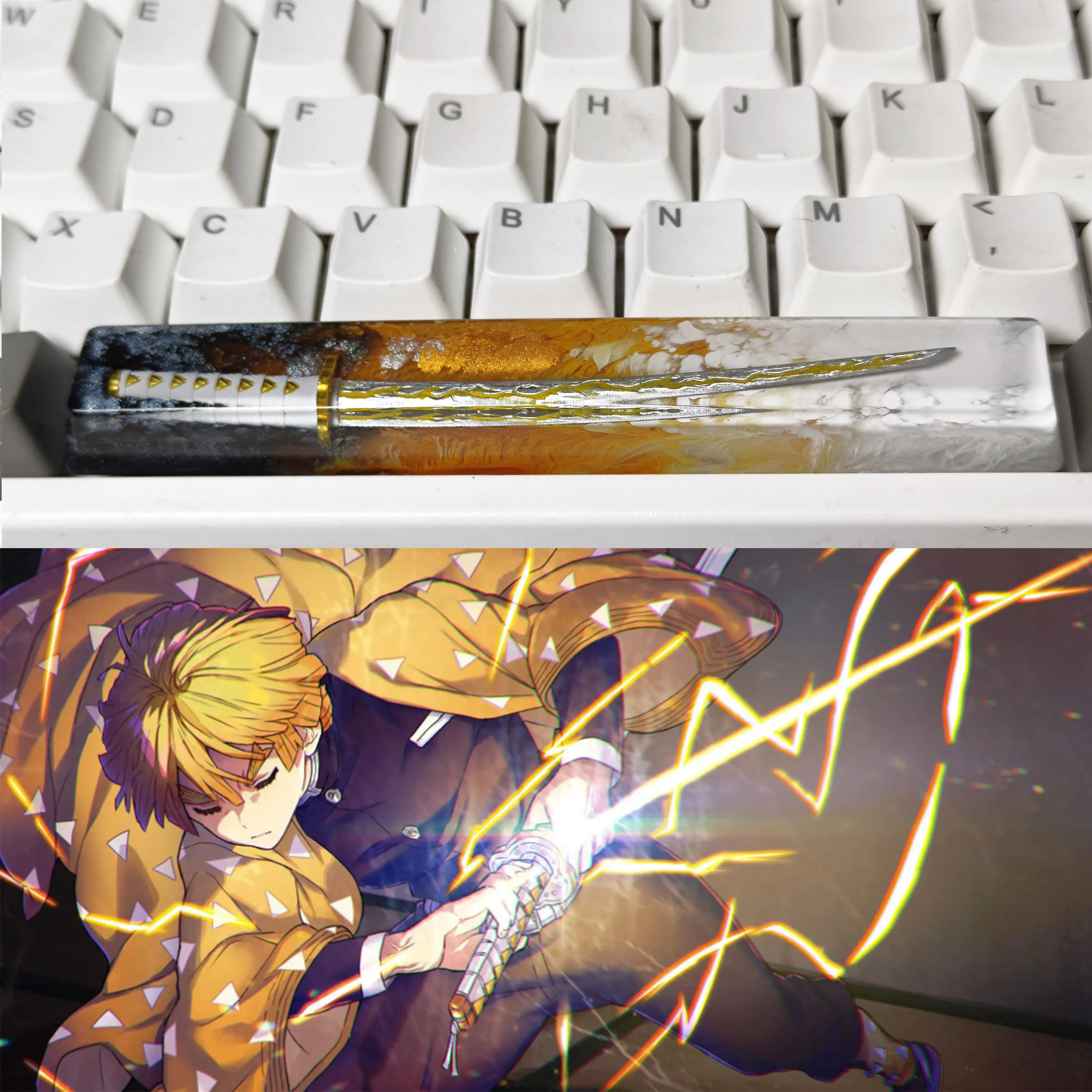 Anime japonês Demon Slayer Artesanal Resina Keycaps,
