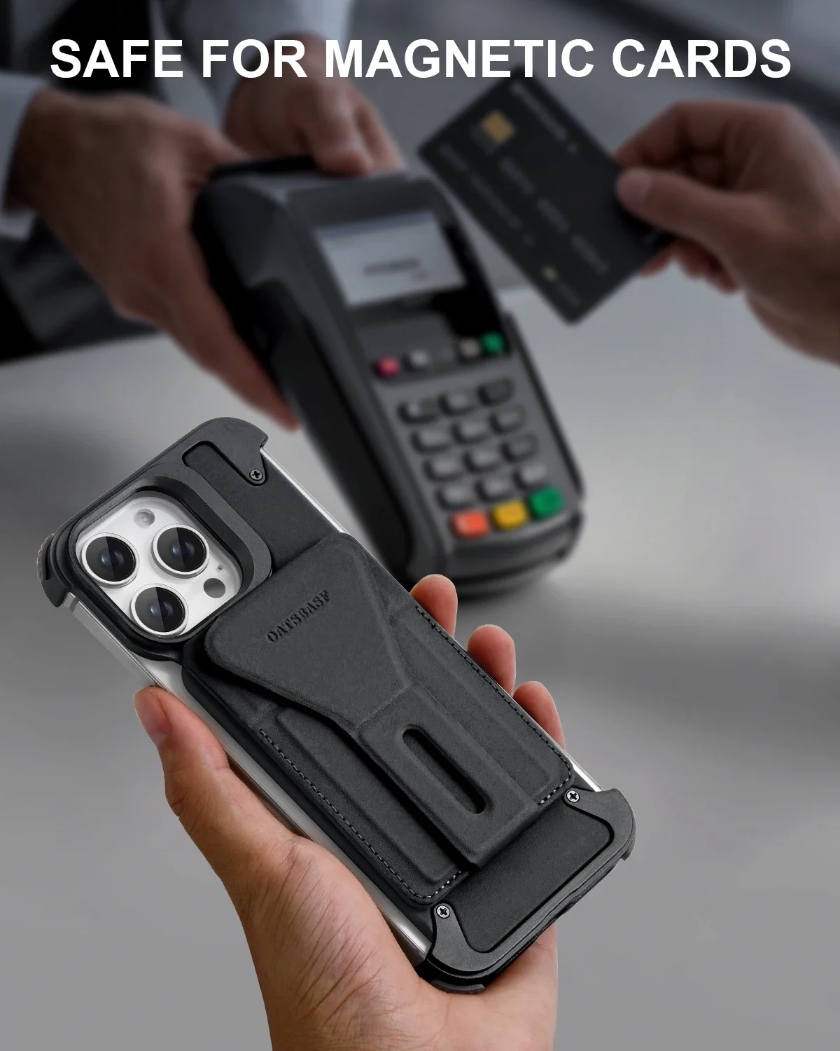 Eary Card Case for iPhone 16 Pro Max Magnetic Phone Case Removable Wallet Holder Camera Lens Stand Frameless Leather Cover Shell