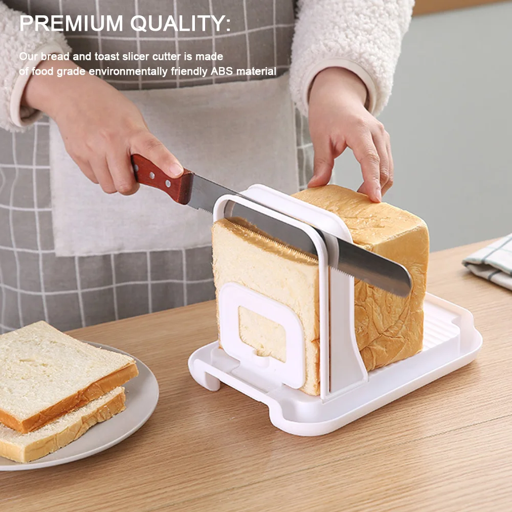 Bread Cutter Toast Slicer Tool Plastic Bread Slicer Adjustable Bread Cutting Guide Tools for Bakeware Cutter Rack Home Kitchen Baking Gadgets